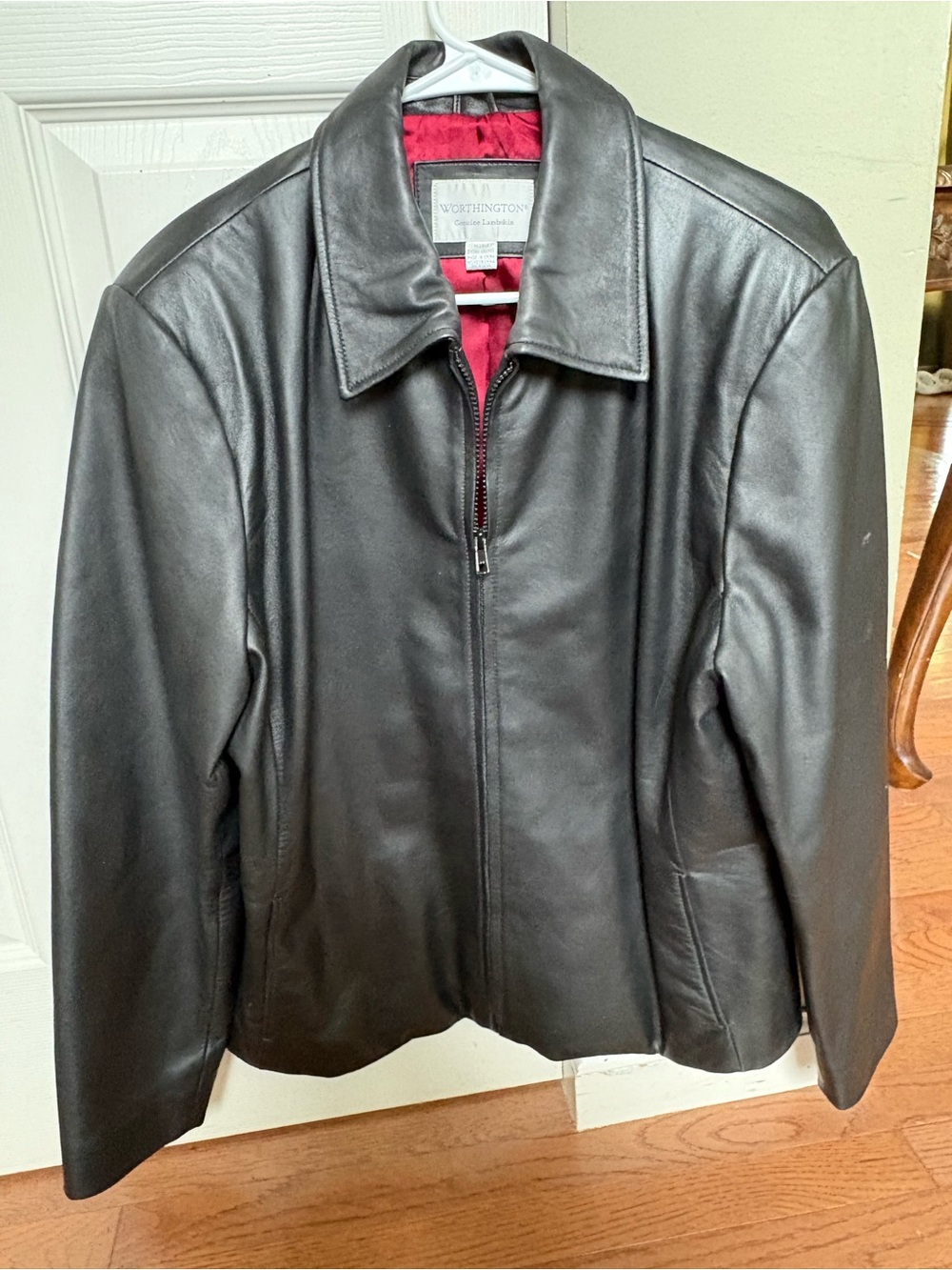 Worthington Lambskin Black Leather Zip-Front Jacket